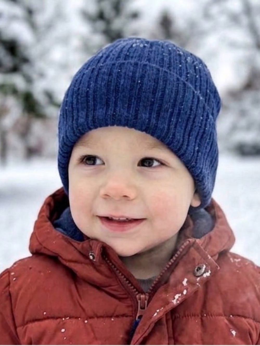 Navy wool beanie hat for kids and adults, warm winter beanie handmade